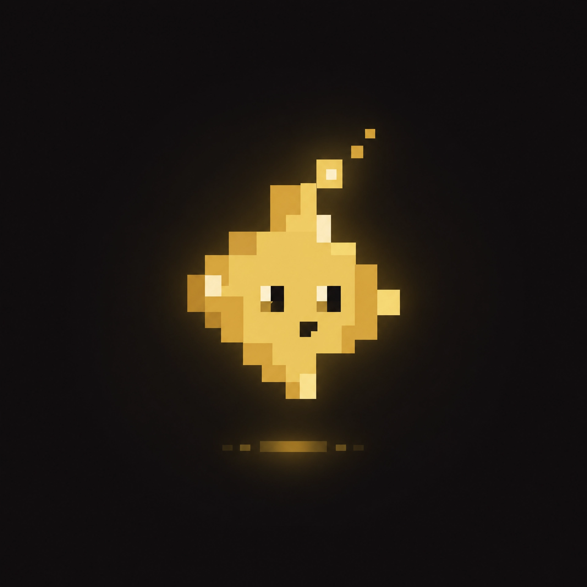 Gold pixel-spark character from the Dunwell Dot Lab